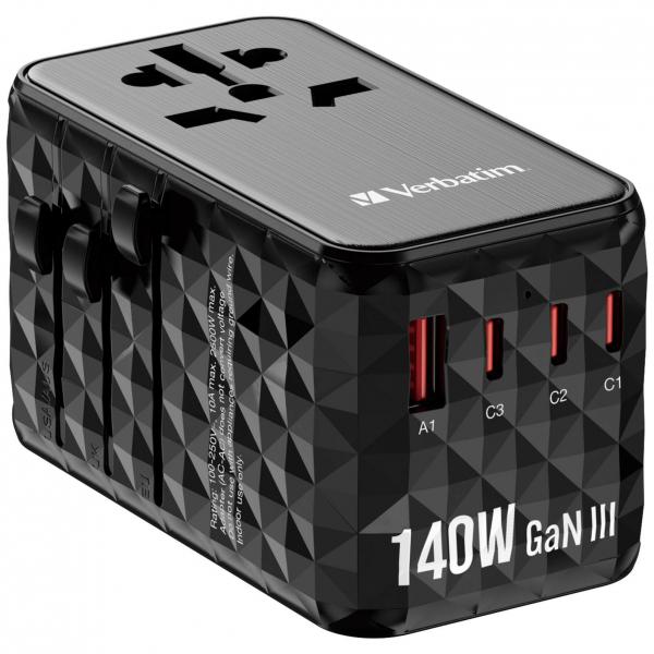 Verbatim 32125 Caricabatterie per dispositivi mobili Universale Nero AC Ricarica rapida Interno (Verbatim GaN III Universal Travel Adapter UTA-10)