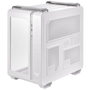 ASUS TUF Gaming GT502 PLUS Midi Tower Bianco (Asus TUF Gaming GT502 Plus Case w/ Front & Side Glass Windows, ATX, Dual Chamber, Modular Design, 4x ARGB Fans & Lighting Hub, USB-C, Carry Handles, White)