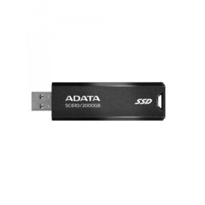 ADATA SC610 unità flash USB 2 TB USB tipo A 3.2 Gen 2 [3.1 Gen 2] Nero (Adata SC610 2TB Pocket Size External SSD, USB 3.2 Gen2 Type-A, Capless Retractable Design, Key Ring)