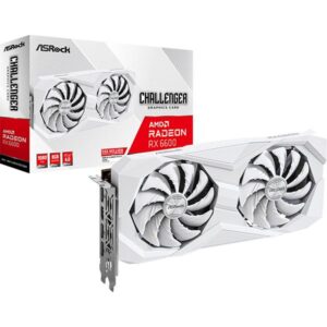 Asrock Challenger AMD Radeon RX 6600 8 GB GDDR6 (Asrock RX6600 Challenger White 8GB, 8GB GDDR6, HDMI, 3 DP, 2491MHz Clock, 0dB Cooling)