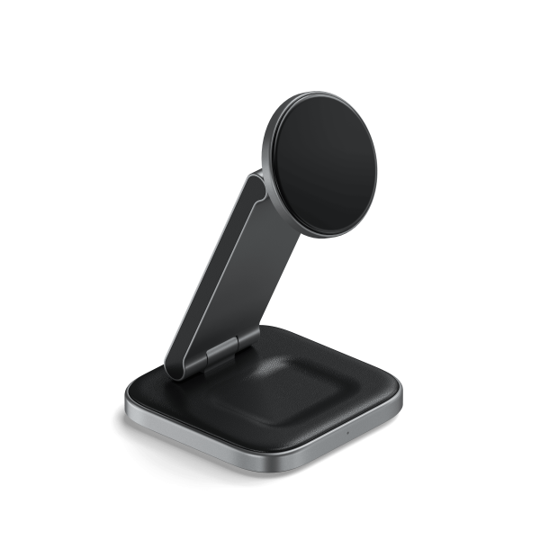 Satechi ST-Q31FM-EA Caricabatterie per dispositivi mobili Cuffie, Smartphone, Orologio intelligente Grigio, Nero USB Carica wireless Interno (Satechi 3-in-1 Charging Stand [SpcGry])