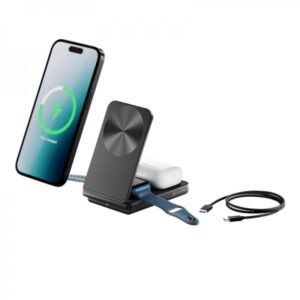 ALOGIC A31FWCBK Caricabatterie per dispositivi mobili Auricolare, Smartphone, Orologio intelligente, Orologio Nero USB Carica wireless Ricarica rapida Interno (ALOGIC YOGA 3 IN 1 WIRELESS - CHARGING STAND - BLACK)