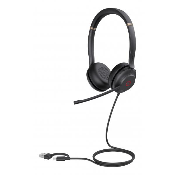 Yealink UH37 Dual UC Auricolare Cablato A Padiglione Ufficio USB Type-C / USB Type-A Nero (YEALINK UH37 DUAL UC USB-C/A)