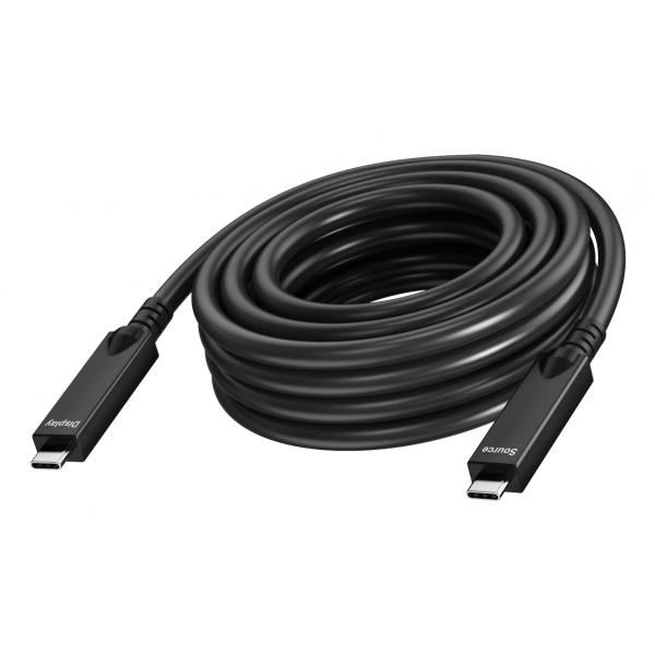 Vision TC 10MUSBC/BL cavo USB USB 3.2 Gen 1 [3.1 Gen 1] 10 m USB C Nero (Active optical cable - 2 lane supports DP 1.4 [16.2 Gbps] and USB 2.0 [480 mbps] - 4 lane supports DP 2.1 [40 Gbps] and USB 3.2 [10 Gbps] - supports pd 60w charging current - reinforced by kevlar - USB-C 3.2 [m] to USB-C 3.2 [m] - outer diameter 6.5 mm -)