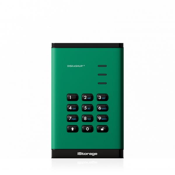 iStorage diskAshur3 HDD disco rigido esterno 500 GB USB tipo-C 3.2 Gen 1 [3.1 Gen 1] Verde (diskAshur3 HDD 256-bit 500GB - Green)
