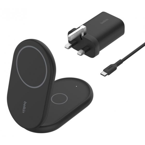 Belkin WIZ028MYBK Caricabatterie per dispositivi mobili Nero (15W 2in1 Folding Wireless Stand Blk)