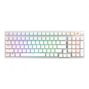 ASUS ROG Strix Scope II 96 Wireless tastiera Gaming USB + RF Wireless + Bluetooth Bianco (Asus ROG STRIX SCOPE II 96 Wireless Mechanical RGB Gaming Keyboard, 96% Layout, Streamer Hotkeys, Multifunction Controls, Sound-Dampening, White) - Versione UK