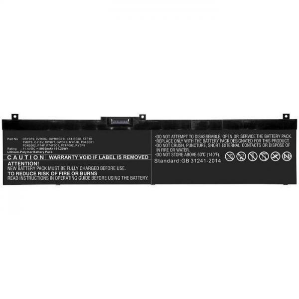 CoreParts 0WMRC-CP ricambio per laptop Batteria (Laptop Battery, 91.20Wh - Li-Pol 11.4V 8000mAh, Black, - 0WMRC for Dell Precision 7330, 7530, 7540, 7730 - Warranty: 12M)