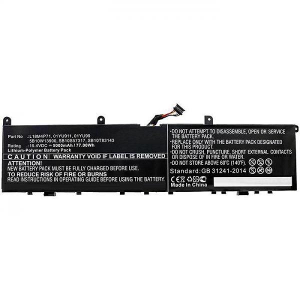 CoreParts 01YU911-CP ricambio per laptop Batteria (Laptop Battery, 77Wh Li-Pol - 15.4V 5000mAh, Black, 01YU911 - for Lenovo ThinkPad P1 - Warranty: 12M)