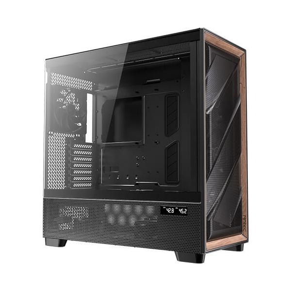 Antec FLUX PRO EUV Full Tower Nero, Legno (Antec Flux PRO Full Tower PC Case with Tempered Glass, Black/Wood, 6 Pre-Installed Fans, USB Type-C, E-ATX/ATX/mATX/mITX Compatibility)