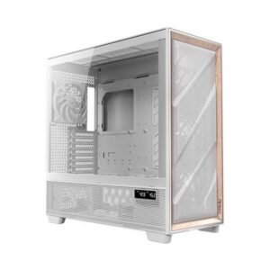 Antec FLUX PRO White EUV Full Tower Bianco, Legno (Antec Flux PRO Full Tower PC Case with Tempered Glass, White/Wood, 6 Pre-Installed Fans, USB Type-C, E-ATX/ATX/mATX/mITX Compatibility)