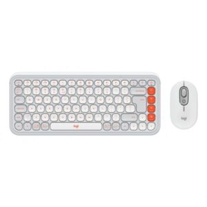 Logitech 920-013141 tastiera Mouse incluso Universale Bluetooth QWERTY US International Arancione, Bianco (POP ICON COMBO MOUSE AND KB)