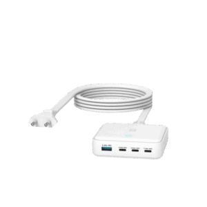 Tucano MA-DEGAN100-EU-W Caricabatterie per dispositivi mobili Computer portatile, Smartphone, Tablet Bianco AC Ricarica rapida Interno (GAN TISCHLADEGERT WEI - 100W 3X USB-C 1X USB-A 15 M)