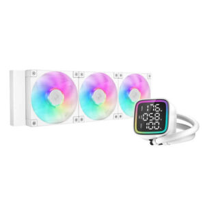 DeepCool LD360 White Processore Raffreddatore di liquidi tutto in uno 12 cm Bianco 1 pz (DeepCool LD 360 AIO Liquid CPU Cooler,White, Universal Socket, 360mm Radiator, PWM 2400RPM Cooling Fans, Addressable RGB LED Lighting, Fully Customizable Infinity Mirror Cap Design, Digital Display,)