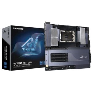 GIGABYTE W790 AI TOP Scheda madre - CPU Intel Xeon, VRM a 16+2+2 fasi, fino a 5600 MHz DDR5 [OC], 4xPCIe 5.0 + 2xPCIe 4.0 M.2, Wi-Fi 7, LAN 10 GbE, Thunderbolt 4 (GIGABYTE 4677 W790 AI TOP E-ATX)