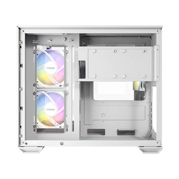 Antec CX600M Trio ARGB White Mini Tower Trasparente, Bianco (Antec CX600M Trio ARGB Mini Tower Gaming Case, White, Tempered Glass Panels, Dual Chamber Design, Vertical Cooling, Pre-Installed ARGB Fans, Water Cooling Support)