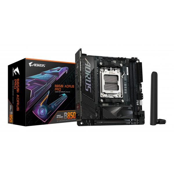 GIGABYTE B850I AORUS PRO Scheda Madre - Supporta processori AMD Ryzen Serie 9000, VRM digitale a 8+2+1 fasi, fino a 8400MHz DDR5 [OC], 1xPCIe 5.0 + 1xPCIe 4.0 M.2, 2.5LAN, WIFI 7, USB 3.2 Gen 2 (Gigabyte B850I AORUS PRO AMD AM5 Socket Motherboard, Mini-ITX, 2x DDR5 Slots, 2x M.2 Sockets, 2x USB-C Port, Fitted I/O Shield, 2.5GbE LAN, Wi-Fi 7, 1x HDMI Port)