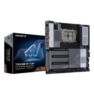GIGABYTE TRX50 AI TOP - Supporta CPU AMD Ryzen PRO 7000, VRM Digitale a 16+8+4 Fasi, fino a 5200MHz DDR5 [OC], 4xPCIe 5.0 + 4xPCIe 4.0 M.2, Wi-Fi 7, LAN 10GbE, USB 3.2 Gen 2x2 (GIGABYTE STR5 TRX50 AI TOP E-ATX)