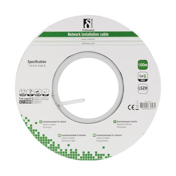 Deltaco TP-45H cavo di rete Bianco 100 m Cat6 U/UTP [UTP] (DELTACO TP-45H - bulkkabel - 100 m - h)