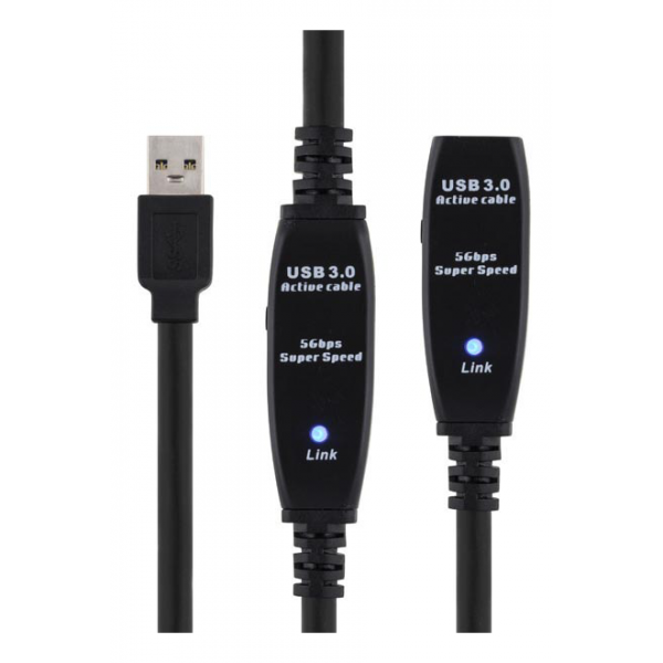 Deltaco USB3-1006 cavo USB USB 3.2 Gen 1 [3.1 Gen 1] 10 m Mini-USB B USB A Nero (DELTACO USB3-1006 - USB forl?ngerkabel)