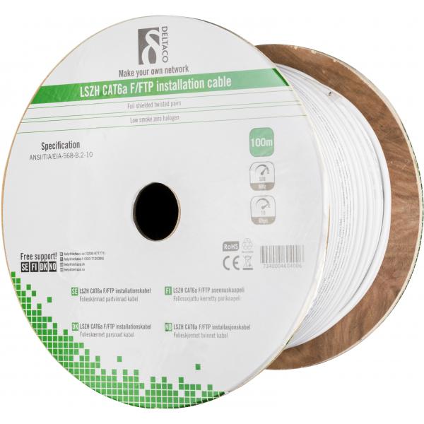 Deltaco TP-50C cavo di rete Bianco 100 m Cat6a F/FTP [FFTP] (DELTACO TP-50C - bulkkabel - 100 m - h)