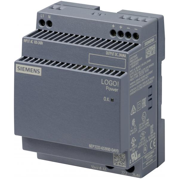 Siemens 6EP3333-6SB00-0AY0 adattatore e invertitore Interno Multicolore (LOGO!Power 24V / 4A)
