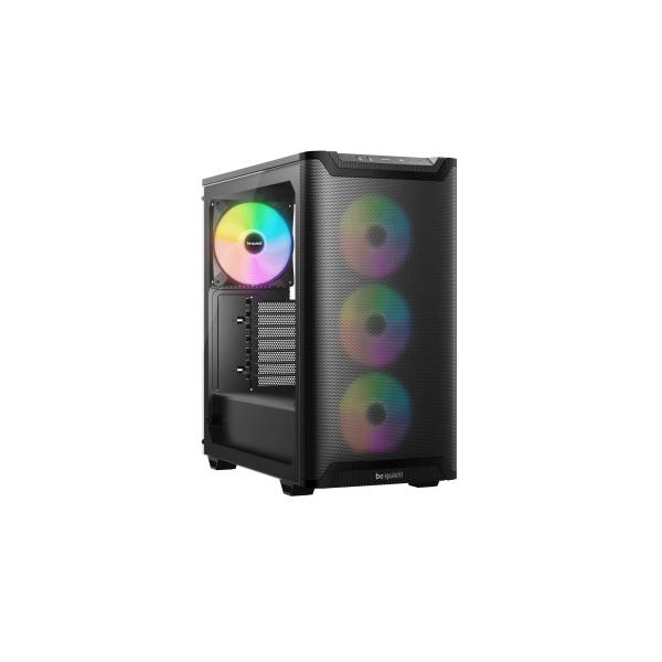 Be Quiet! Pure Base 501 LX Gaming Case w/ Glass Side, ATX, Compact Design, 4x ARGB Fans, ARGB Controller & Hub, High Airflow, USB-C, Black