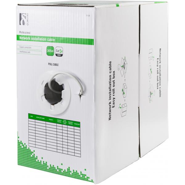 Deltaco TP-39 cavo di rete Bianco 305 m Cat5e (DELTACO bulkkabel - 305 m - hvid)