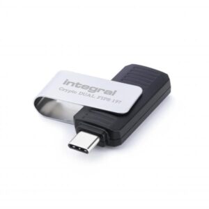 Integral INFD128GCRDLC3-197 unità flash USB 128 GB USB tipo-C 3.2 Gen 1 [3.1 Gen 1] Nero, Argento (128GB HARDWARE ENCRYPTED USB-C 3.2 GEN1 DRIVE [USB3.1 USB3.0] SECURE DUAL PASSWORD ADMINUSER 256BIT AES CRYPTO-C FIPS 197 INTEGRAL)