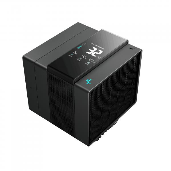 DeepCool ASSASSIN IV VC VISION Processore Raffreddatore d'aria 120/140 mm Nero 1 pz (DeepCool Assassin IV VC Vision Dual-Fan CPU Air Cooler with 140mm & 120mm Fans, Vapour Chamber Base, Digital Display for Real-Time Monitoring, Intel & AMD Compatible)