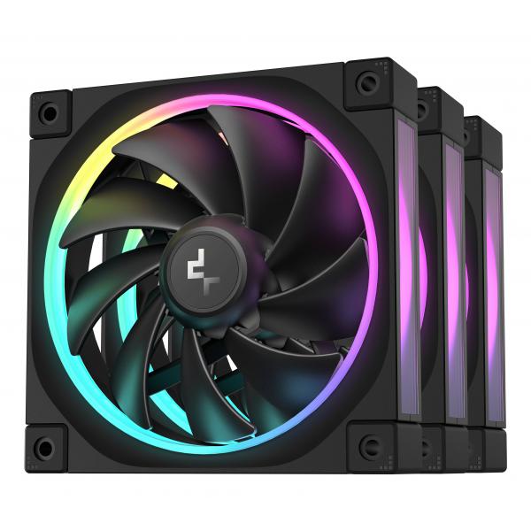 DeepCool FL12-3 in 1 Case per computer Ventilatore 12 cm Nero 3 pz (DeepCool FL12 120mm PWM 3 Pack Fan - High Performance, Low Noise, Fluid Dynamic Bearing, 36 ARGB LEDs, 500-2150 RPM, 55 CFM Airflow, 4-Pin PWM Control)