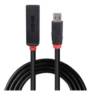 Lindy 43404 hub di interfaccia USB 3.2 Gen 1 [3.1 Gen 1] Type-C 5000 Mbit/s Nero (15m USB 3.0 Active Extension - Slim)
