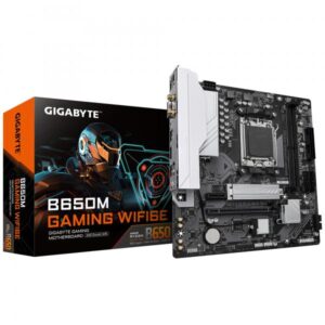 GIGABYTE B650M GAMING WIFI6E Scheda Madre - CPU AMD Ryzen Serie 9000, VRM 5+2+2 fasi, fino a 6400 MHz DDR5 [OC], 1xPCIe 4.0 M.2, LAN 2,5 GbE, WIFI 6E, USB 3.2 Gen 1 (MB GBT AMD AM5 B650M GAMING WIFI6E)