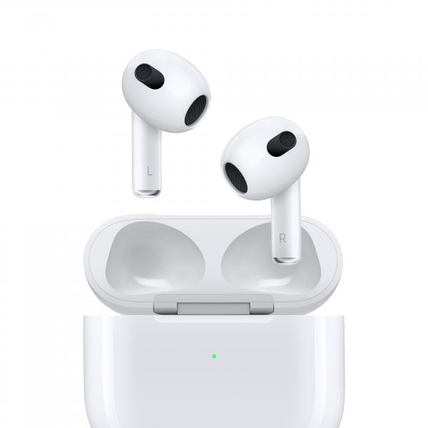 Apple AirPods [terza generazione] AirPods [3rd generation] Cuffie Wireless In-ear Musica e Chiamate Bluetooth Bianco (Apple AirPods 3rd Gen. with Lightning Charging Case [2022] white)