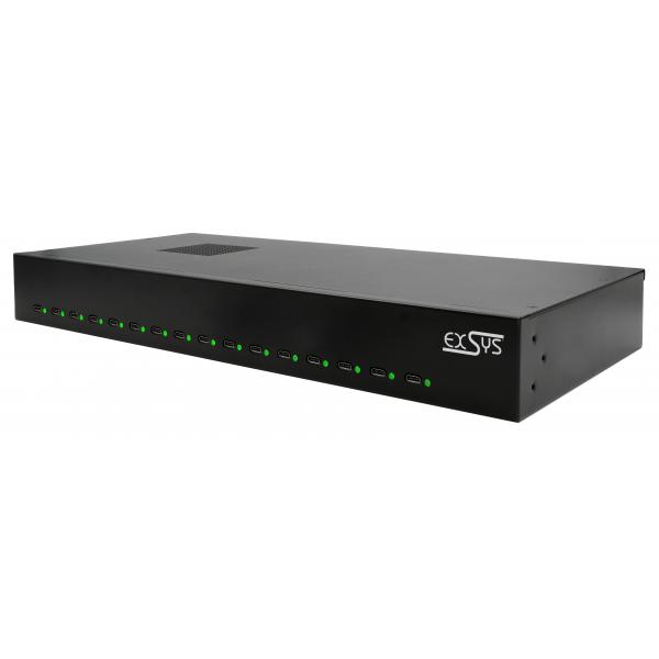 EXSYS EX-11016 Caricabatterie per dispositivi mobili Universale Nero AC Ricarica rapida Interno (EXSYS GmbH 16-Port USB-C High Power La)