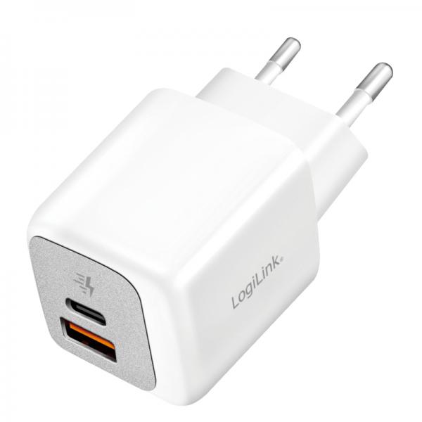 LogiLink PA0320SB Caricabatterie per dispositivi mobili Universale Bianco AC Ricarica rapida Interno (USB Wall Charger, 2port, USB-AF & USB-)