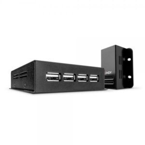 Lindy 42681 moltiplicatore di rete Ricevitore e trasmettitore di rete Nero (USB 2.0 Cat.5 Extender 50m, - Power over RJ45 - Warranty: 24M)