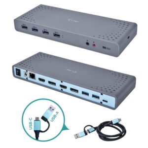 i-tec USB 3.0 / USB-C / Thunderbolt 3 Dual Display Docking Station (I-TEC USB-C/A DUAL 4K DOCK ST. - 2XHDMI 2XDP 6XUSB 3.0 K-LOCK)