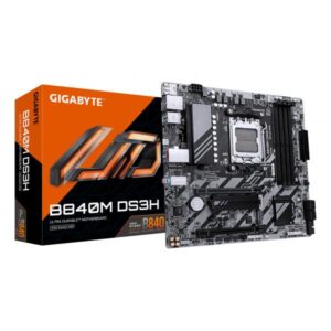 GIGABYTE B840M DS3H Scheda madre - CPU AMD Ryzen 9000, VRM a 8+2+2 fasi, fino a 8200 MHz DDR5, 2xPCIe 4.0 M.2, LAN 2.5GbE, USB 3.2 Gen 1