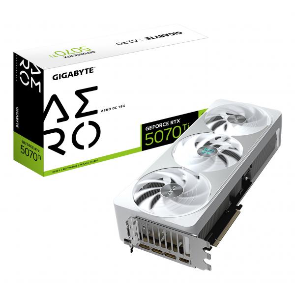 GIGABYTE GeForce RTX 5070 Ti AERO OC 16G Scheda Grafica - 16GB GDDR7, 256 bit, PCI-E 5.0, 2588 MHz Core Clock, 3 x DP 2.1a, 1 x HDMI 2.1b, NVIDIA DLSS 4, GV-N507TAERO OC-16GD