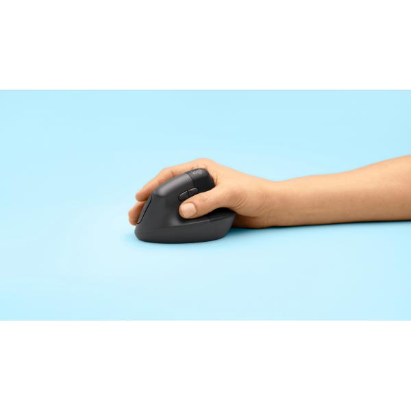 Logitech Lift Mouse Ergonomico Verticale, Senza Fili, Ricevitore Bluetooth o Logi Bolt USB, Clic Silenziosi, 4 Tasti, Compatibile con Windows / macOS / iPadOS, Laptop, PC. Grafite
