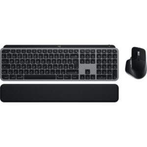 Logitech MX Keys S Combo for Mac tastiera Mouse incluso Casa/ufficio RF senza fili + Bluetooth QWERTZ Tedesco Alluminio, Nero