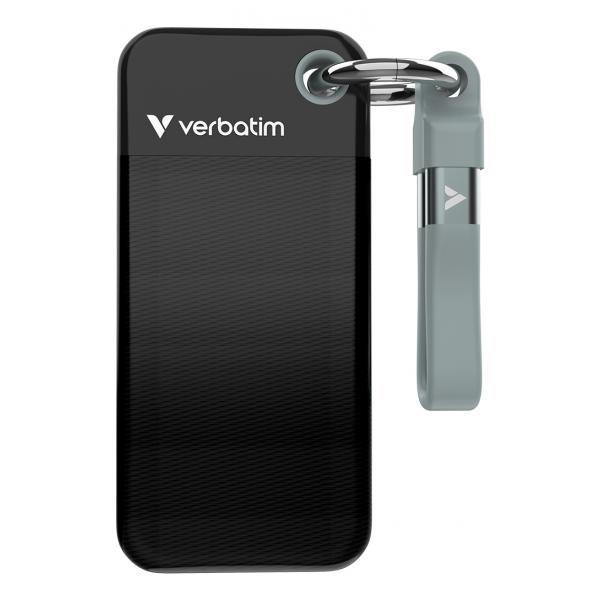 Pocket SSD 1 TB, Externe SSDnero /grau, USB-C 3.2 Gen 2 (10 Gbit/s), mit Schlüsselring und Kabelhalter
