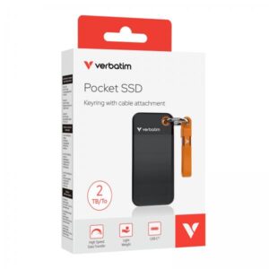Pocket SSD 2 TB, Externe SSDnero /orange, USB-C 3.2 Gen 2 (10 Gbit/s), mit Schlüsselring und Kabelhalter