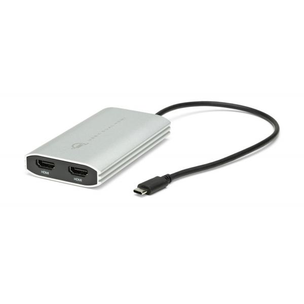 Adapter Thunderbolt 3 > Dual HDMI 4Ksilver/ black , 26cm, con DisplayLink