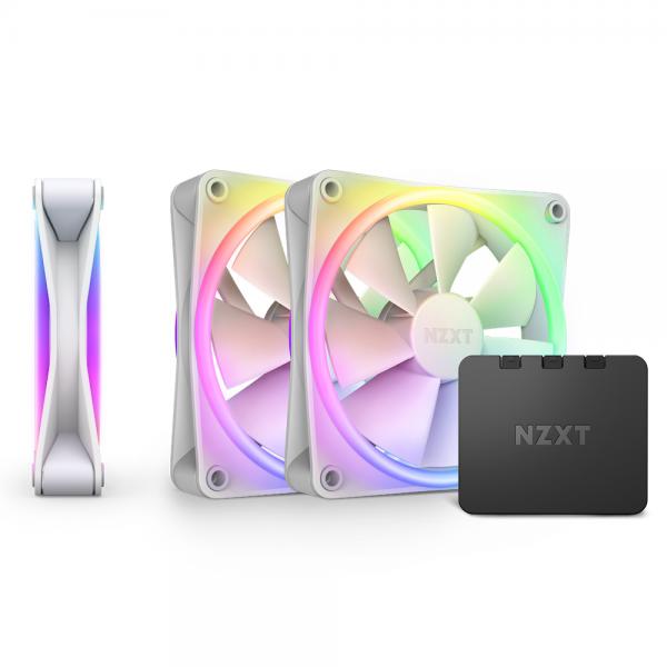F120 RGB DUO Triple 120x120x25, ventola del case white , 3er Pack, inkl. RGB-Controller