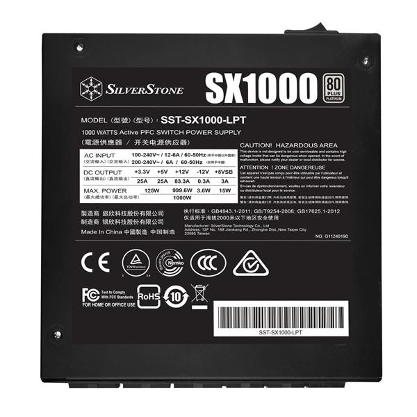 SST-SX1000-LPT Platinum v1.1, alimentatore per pc  black , 6x PCIe, Cavo-Management, 1000 Watt