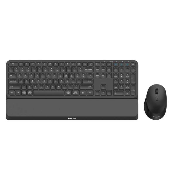 KIT PHILIPS SPT6607B/34 TASTIERA + MOUSE WIRELESS Poggiapolsi staccabile Nero