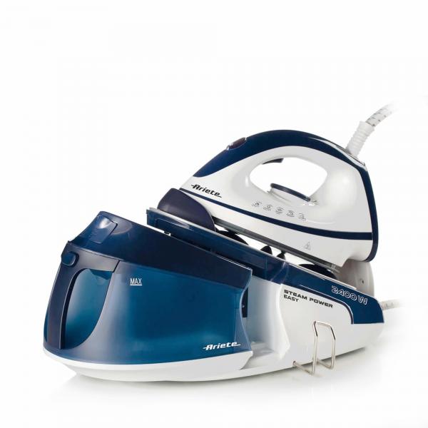 Ariete 5571 steam power easy ferro da stiro con caldaia 2.400 w serbatoio 1.8 lt removibile colpo vapore 130gr. 120 gr/min piastra in ceramica bianco/blu