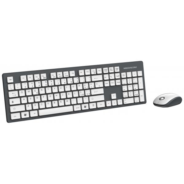 Tastiera + mouse mediacom nx959 wireless white grey